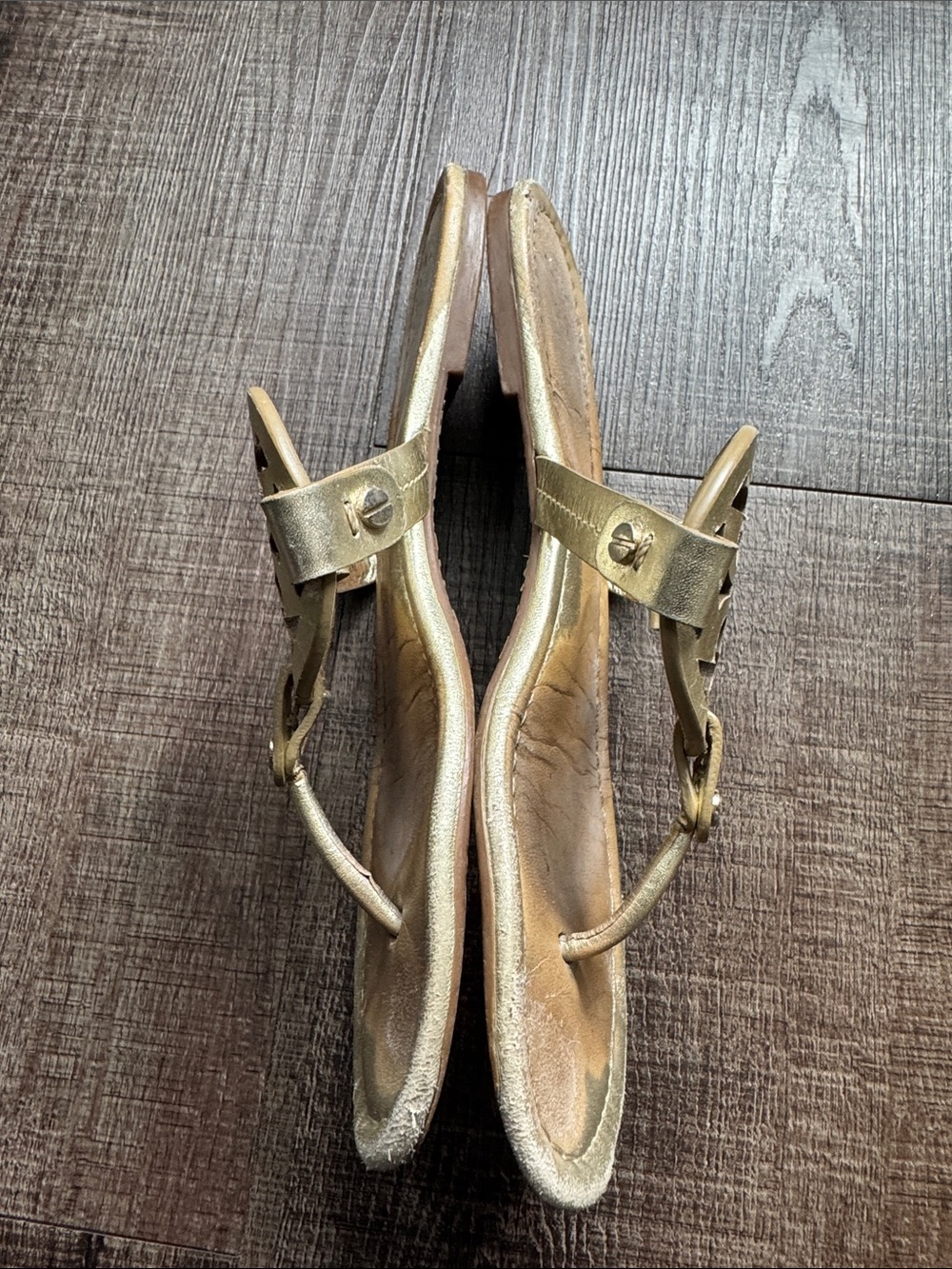 Tory Burch Metallic Gold Miller Logo Thong Sandals - Picture 4 of 7